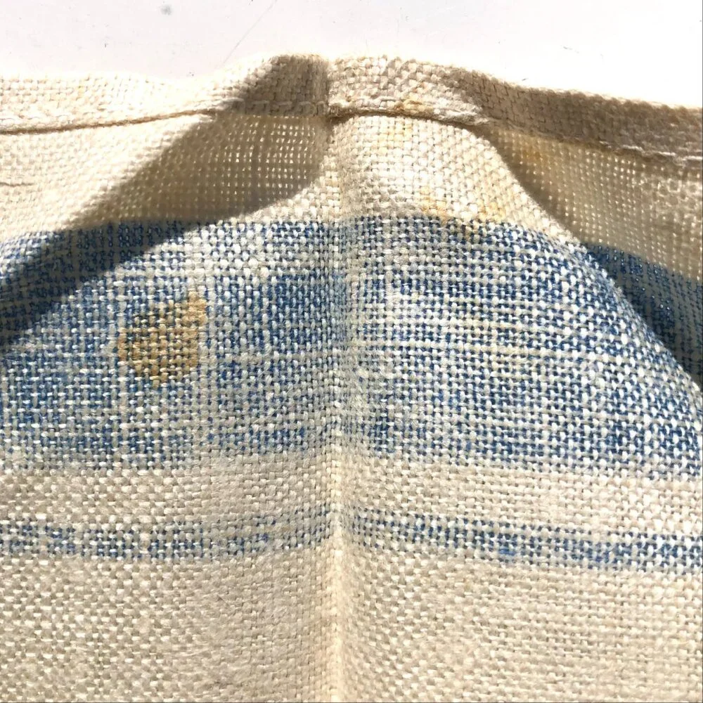 vintage Linen Napkins Cream with Blue Border 1950's set of 4 AS IS with stains